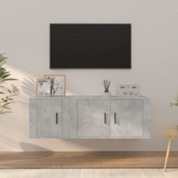 Berkfield Classic 2 Piece Tv Cabinet Set Concrete Grey Engineered Wood - thumbnail 2
