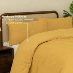 MHG Living Chunky Waffle Duvet Cover Set - Polycotton Blend, Button Fastening - (Superking, Mustard) - thumbnail 7
