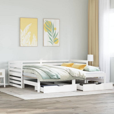 Berkfield Daybed With Drawers Without Mattress White 90X200 Cm Solid Wood - image 1