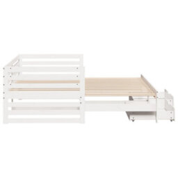 Berkfield Daybed With Drawers Without Mattress White 90X200 Cm Solid Wood - thumbnail 7