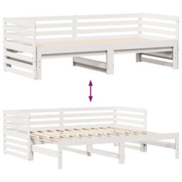 Berkfield Daybed With Drawers Without Mattress White 90X200 Cm Solid Wood - thumbnail 9