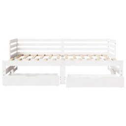 Berkfield Daybed With Drawers Without Mattress White 90X200 Cm Solid Wood - thumbnail 4