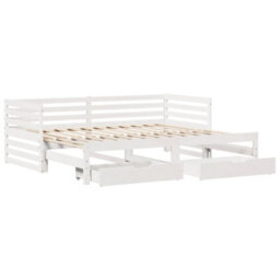 Berkfield Daybed With Drawers Without Mattress White 90X200 Cm Solid Wood - thumbnail 3