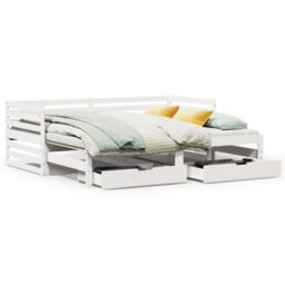 Berkfield Daybed With Drawers Without Mattress White 90X200 Cm Solid Wood - thumbnail 2