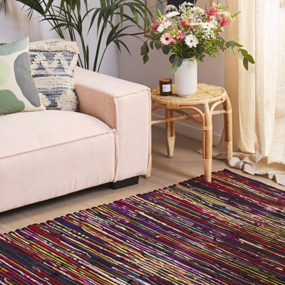 Wyld And Coco Handwoven Luxeboho Rug 140 X 200 Cm - Dark Multicolour Cotton-Poly Blend - image 1