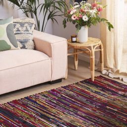 Wyld And Coco Handwoven Luxeboho Rug 140 X 200 Cm - Dark Multicolour Cotton-Poly Blend - thumbnail 2