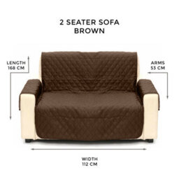 Crystals Brown Two Seat Quilted Sofa Cover Pet Protector & Throw Sheet For Couch Furniture - thumbnail 2