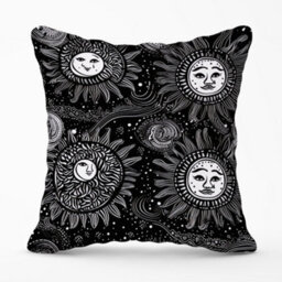 Warren Reed Designer Moon And Sun White Black Cushions 45Cm X 45Cm - thumbnail 1