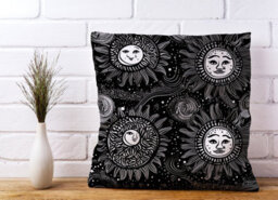 Warren Reed Designer Moon And Sun White Black Cushions 45Cm X 45Cm - thumbnail 2