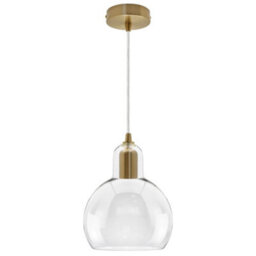 Long Life Lamps Company Modern Retro Ceiling Brass Pendant Light Transparent Globe Glass Lamp Shade K427 - thumbnail 5