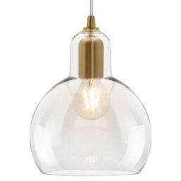 Long Life Lamps Company Modern Retro Ceiling Brass Pendant Light Transparent Globe Glass Lamp Shade K427