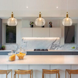 Long Life Lamps Company Modern Retro Ceiling Brass Pendant Light Transparent Globe Glass Lamp Shade K427 - thumbnail 8