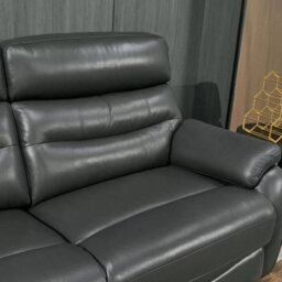 Fletcher Dark Grey Leather Power Reclining Large 2 Seater Sofa With Power Headrests, Usb Charging & Pocket Sprung Seats - thumbnail 5