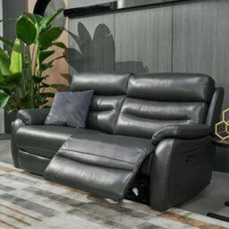 Fletcher Dark Grey Leather Power Reclining Large 2 Seater Sofa With Power Headrests, Usb Charging & Pocket Sprung Seats - thumbnail 7