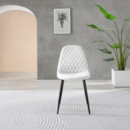 Furniturebox Giovani Rectangular 6 Seat White High Gloss Unique Halo Dining Table Grey Glass Top 6 White Faux Leather Black Leg Corona Chairs - thumbnail 7