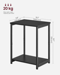Songmics Vasagle Living Room Pair, Double-Level Side Tables With Metal Frame, Classic Black - thumbnail 2