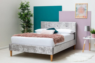 Wootton Silver Crushed Velvet King Size Bed Frame 5Ft - image 1