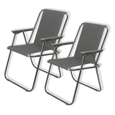My Garden Outdoor Living My Garden Folding Chair Set Of 2 Fold Up Deck Chairs Heavy Duty 600D Polyester Fabric Easy To Carry Camping Chair Grey - image 1
