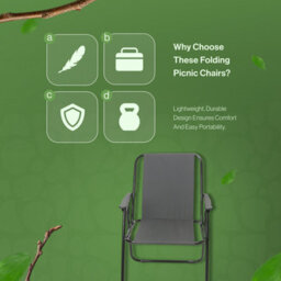 My Garden Outdoor Living My Garden Folding Chair Set Of 2 Fold Up Deck Chairs Heavy Duty 600D Polyester Fabric Easy To Carry Camping Chair Grey - thumbnail 3