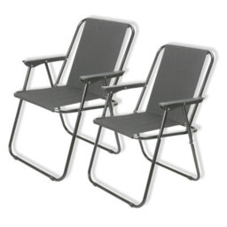My Garden Outdoor Living My Garden Folding Chair Set Of 2 Fold Up Deck Chairs Heavy Duty 600D Polyester Fabric Easy To Carry Camping Chair Grey - thumbnail 1