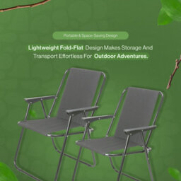 My Garden Outdoor Living My Garden Folding Chair Set Of 2 Fold Up Deck Chairs Heavy Duty 600D Polyester Fabric Easy To Carry Camping Chair Grey - thumbnail 6