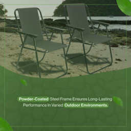My Garden Outdoor Living My Garden Folding Chair Set Of 2 Fold Up Deck Chairs Heavy Duty 600D Polyester Fabric Easy To Carry Camping Chair Grey - thumbnail 5
