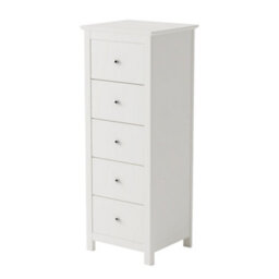 Core Products Nairn White 5 Drawer Tall Narrow Chest Of Drawers - Solid Wood Bedroom Storage 114.2 X 45 X 40Cm - thumbnail 2