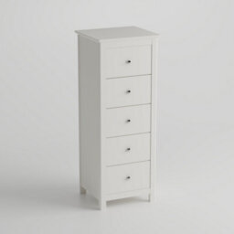 Core Products Nairn White 5 Drawer Tall Narrow Chest Of Drawers - Solid Wood Bedroom Storage 114.2 X 45 X 40Cm - thumbnail 4