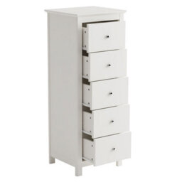 Core Products Nairn White 5 Drawer Tall Narrow Chest Of Drawers - Solid Wood Bedroom Storage 114.2 X 45 X 40Cm - thumbnail 8