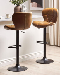Beliani Set Of 2 Bar Chairs Valetta Faux Leather Swivel Golden Brown - thumbnail 2