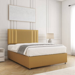 Bsspoke Florence Divan Bed Set Mustard Plush Velvet With 24Inch Headboard & No Mattress No Drawers In Single Double King 4Ft 6Ft - thumbnail 3