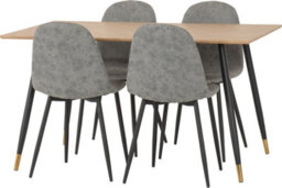 Seconique Hamilton Dining Set With 4 Athens Chairs Oak Effect Grey Faux Leather Chairs - thumbnail 2