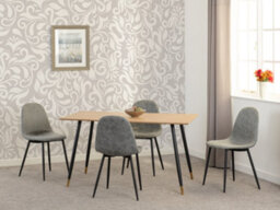 Seconique Hamilton Dining Set With 4 Athens Chairs Oak Effect Grey Faux Leather Chairs - thumbnail 3