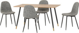 Seconique Hamilton Dining Set With 4 Athens Chairs Oak Effect Grey Faux Leather Chairs - thumbnail 1