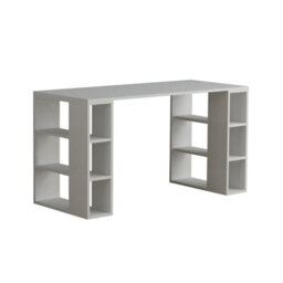 Decortie Colmar Modern Desk With Bookshelf Legs Home Office Working Table White 140Cm - thumbnail 2