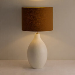 Wyld Haus Long Island Large Round Table Lamp With Ochre Linen Shade - thumbnail 4