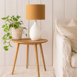 Wyld Haus Long Island Large Round Table Lamp With Ochre Linen Shade - thumbnail 2