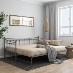 Vidaxl Pull-Out Sofa Bed Frame Without Mattress Grey Metal 90X200 Cm