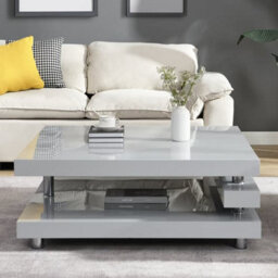 Furniture in Fashion Borneo Coffee Table High Gloss Coffee Table For Living Room Centre Table Tea Table For Living Room Furniture Grey - thumbnail 2
