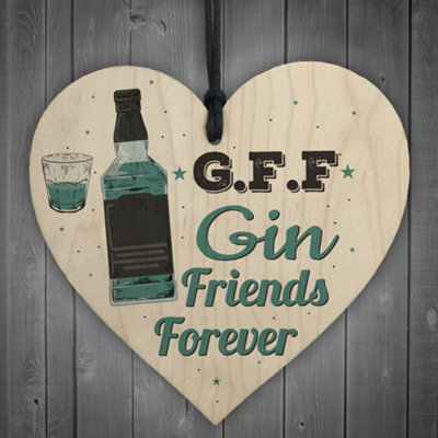 Red Ocean Gin Friends Wooden Heart Sign Bar Pub Bbq Party Plaque Funny Novelty Drinking Birthday Gifts - image 1