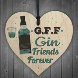 Red Ocean Gin Friends Wooden Heart Sign Bar Pub Bbq Party Plaque Funny Novelty Drinking Birthday Gifts - thumbnail 1