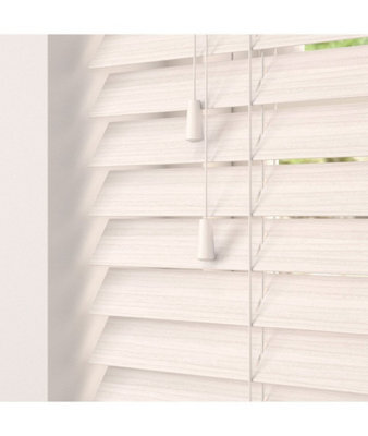 Fine Grain Faux Wood Venetian Blinds With Strings 120Cm Drop X 240Cm Width White Oak
