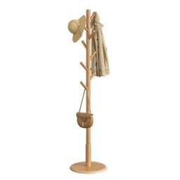 LEDREM Coat Rack, Solid Wood Coat Stand, Free Standing Hall Coat Tree With 8 Hooks For Coats, Hats, Bags, Purses, For Entryway, Hallway - thumbnail 2
