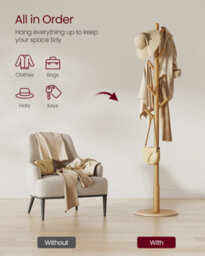 LEDREM Coat Rack, Solid Wood Coat Stand, Free Standing Hall Coat Tree With 8 Hooks For Coats, Hats, Bags, Purses, For Entryway, Hallway - thumbnail 3