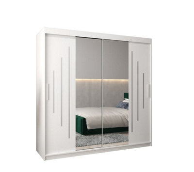 Arte York I Mirrored Sliding Door Wardrobe In  White 2000mm (H)2000mm (W) 620mm (D) - Stylish And Spacious Storage Solution - image 1