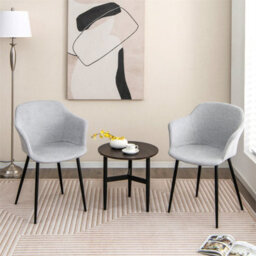 Dining Chairs Upholstered Accent Chair W/ergonomic Backrest-White Set Of 2 - thumbnail 1
