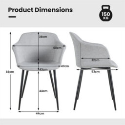 Dining Chairs Upholstered Accent Chair W/ergonomic Backrest-White Set Of 2 - thumbnail 2