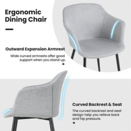 Dining Chairs Upholstered Accent Chair W/ergonomic Backrest-White Set Of 2 - thumbnail 5