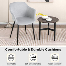 Dining Chairs Upholstered Accent Chair W/ergonomic Backrest-White Set Of 2 - thumbnail 4