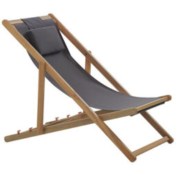 Beliani Folding Deck Chair Avellino Acacia Wood Grey - thumbnail 1